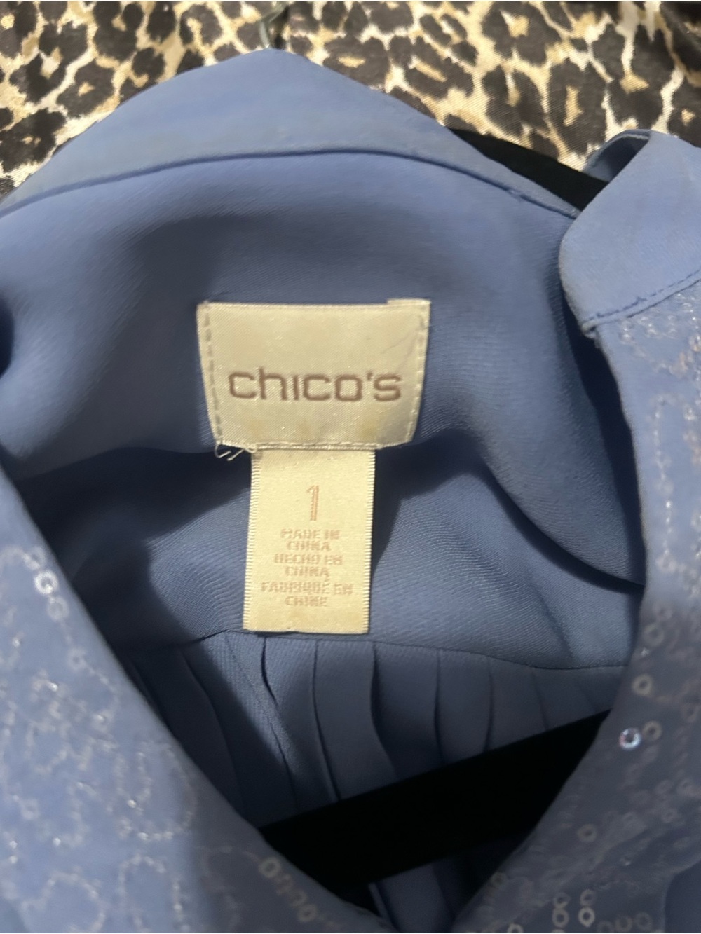 Chico's Soft Blue Pleated-Back Blouse - Picture 3 of 5